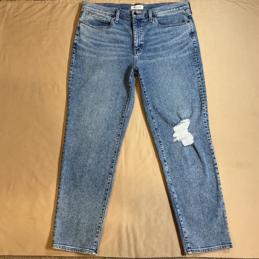 Madewell The‎ Girl Jean Womens 32T Blue Ripped Distressed Stretch 30" Inseam
